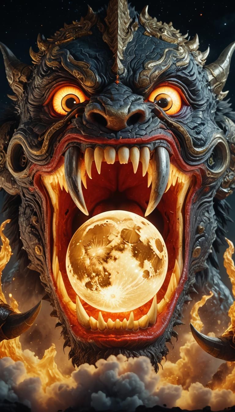 Rahu Eats the Moon: Detailed Matte Painting