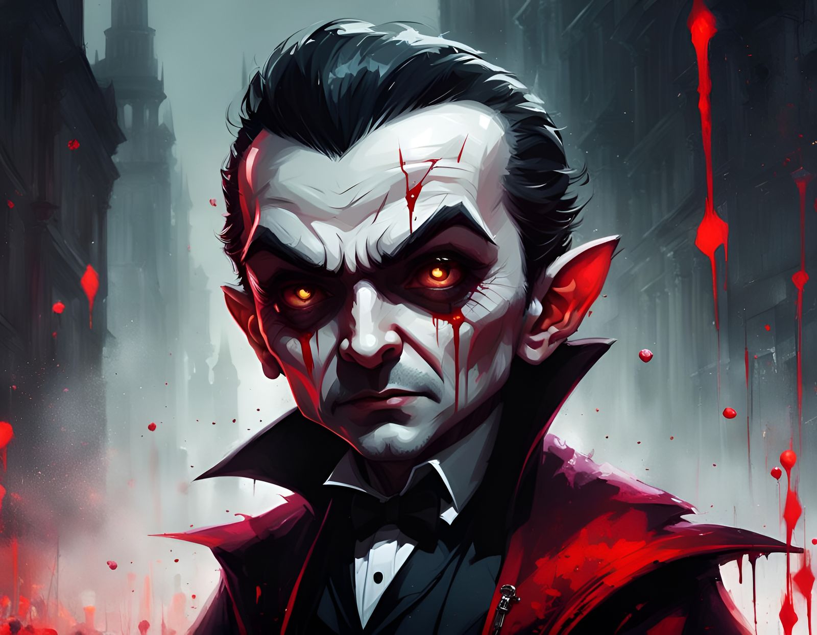 Chibi Dracula Portrait in Graffiti Art Style