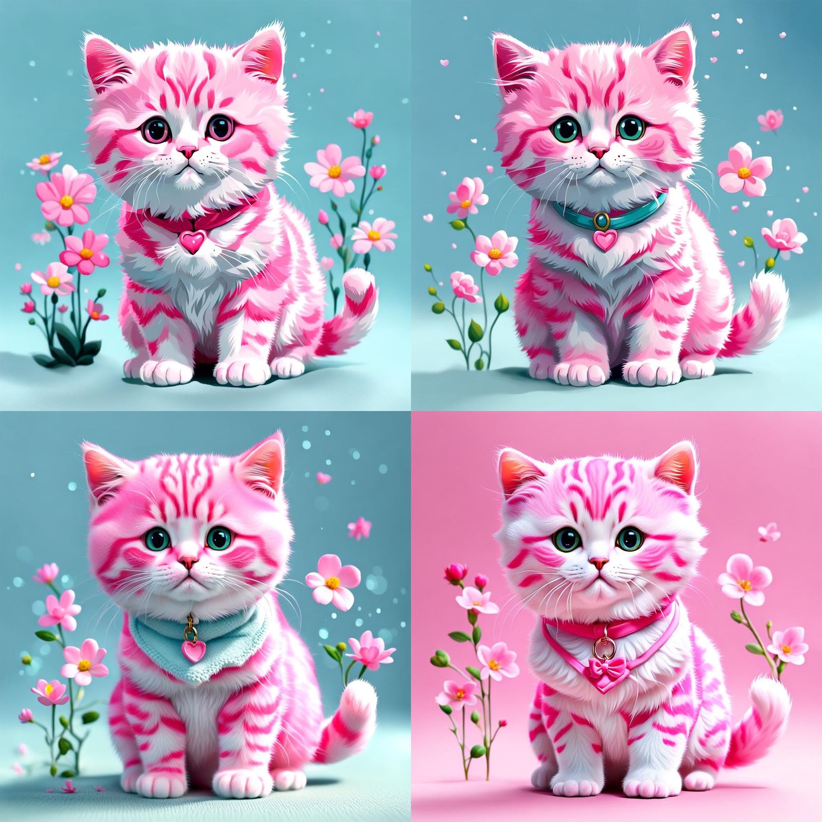 Cute Pink Cat Illustration
