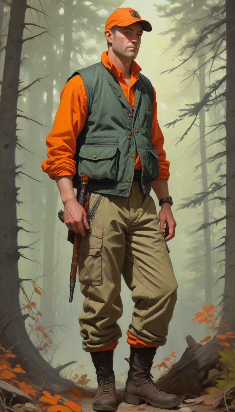 Hunter Portrait Painting in Classic American Realism Style