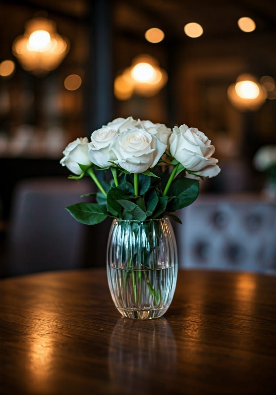 Cozy French Cafe Interior with Roses