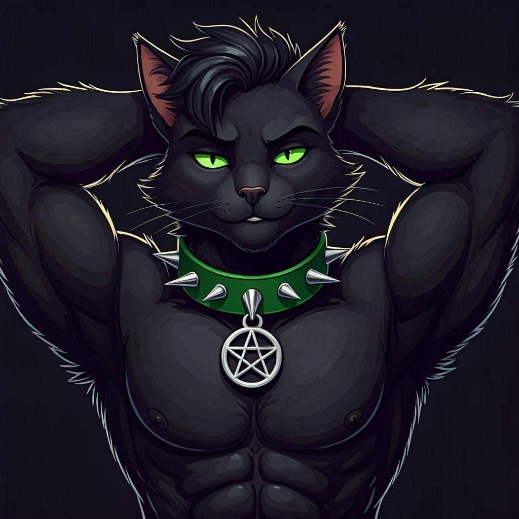 Mysterious Black Feline with Emerald Eyes