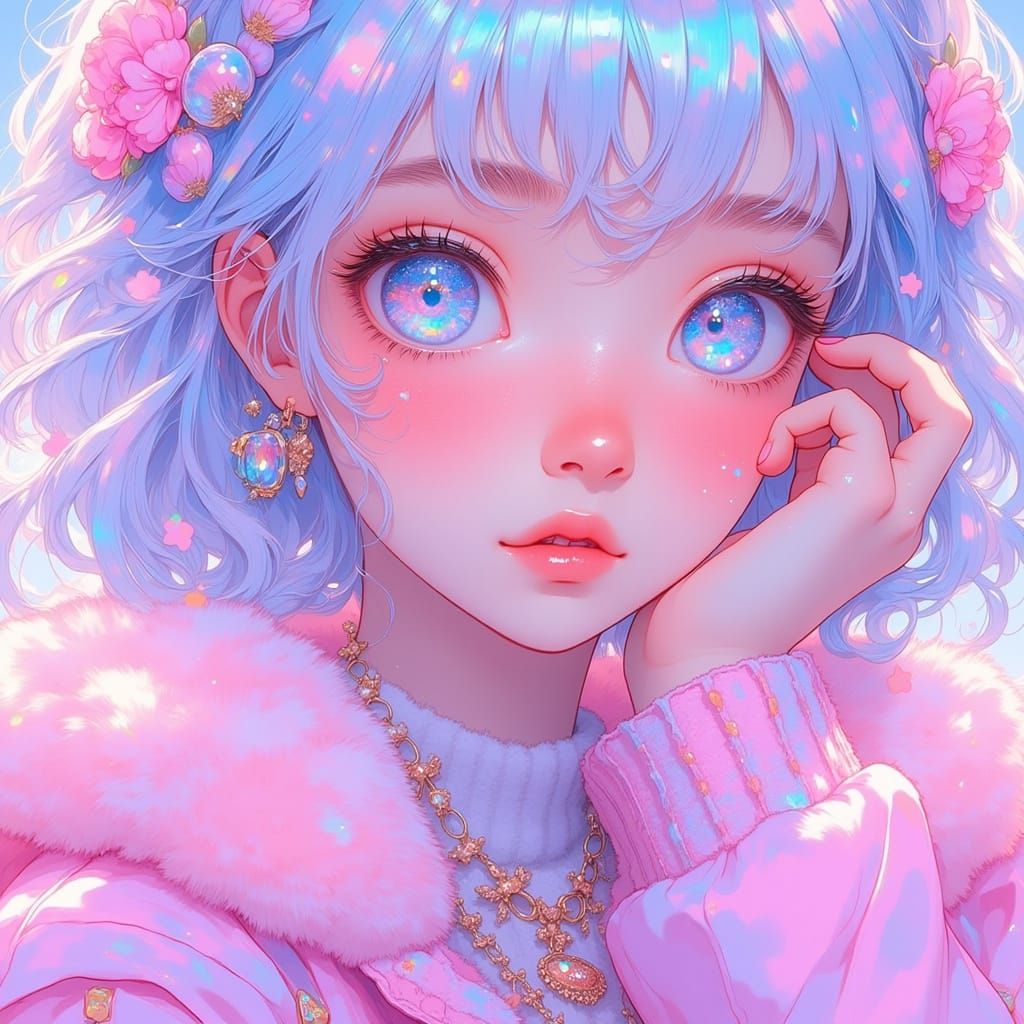 Super Cute Girl in Pinks and Blues