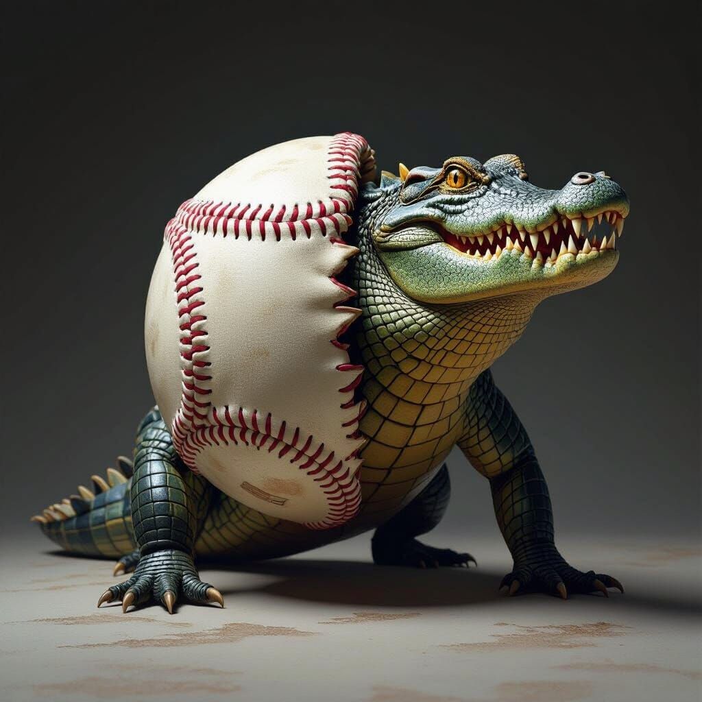 Surreal Hybrid Creature: Baseball Alligator