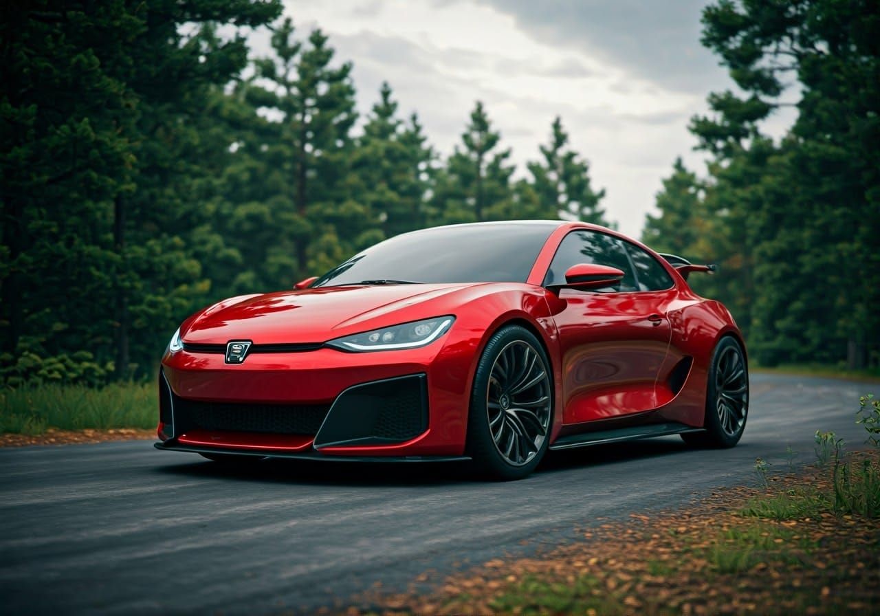 Futuristic Red Peugeot 106 Concept Car