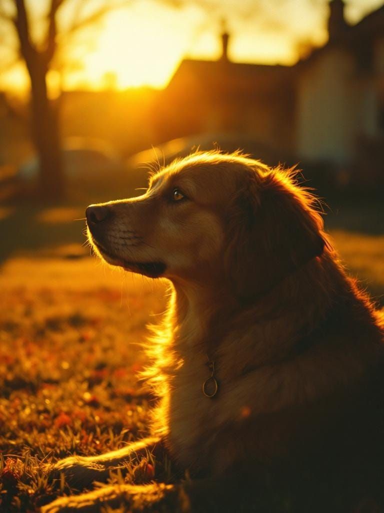 Dog in Golden Sunlight: 1970s Americana Photography