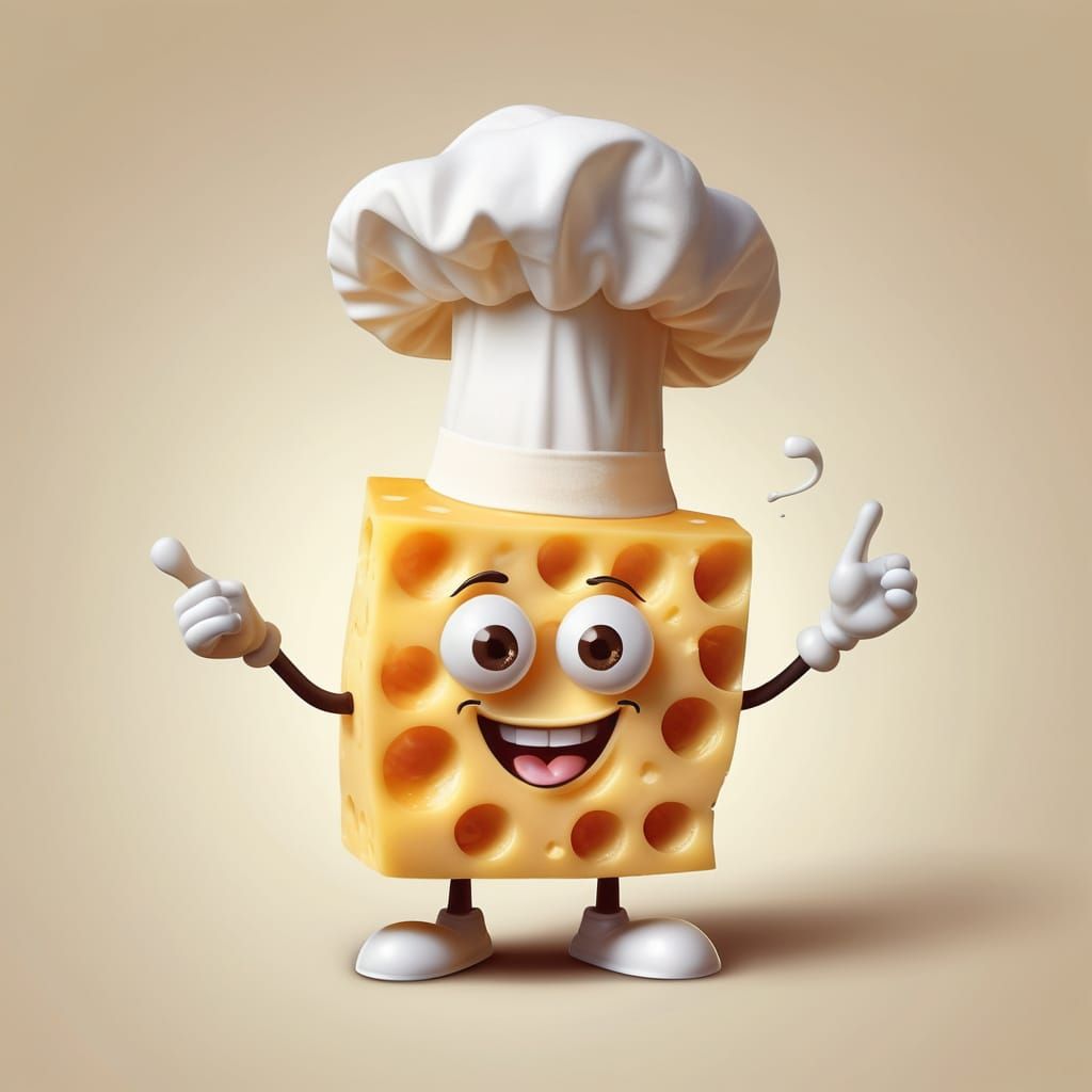 Anthropomorphic Cheese Curd Chef with Googly Eyes