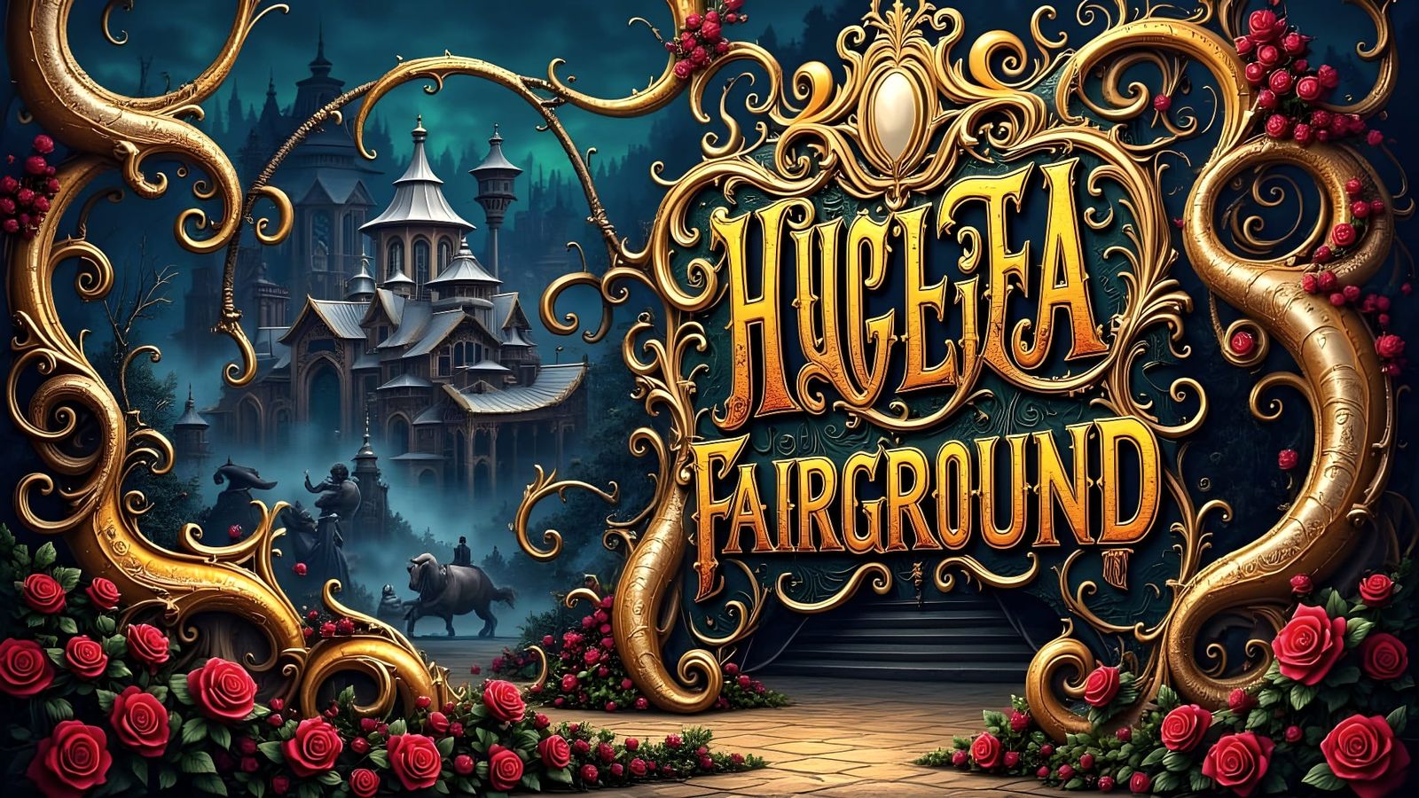 Haunted Fairground Illustration in Dark Oil Style