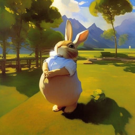 Cute Bunny Rabbit Glaring at Earth in Potter Style