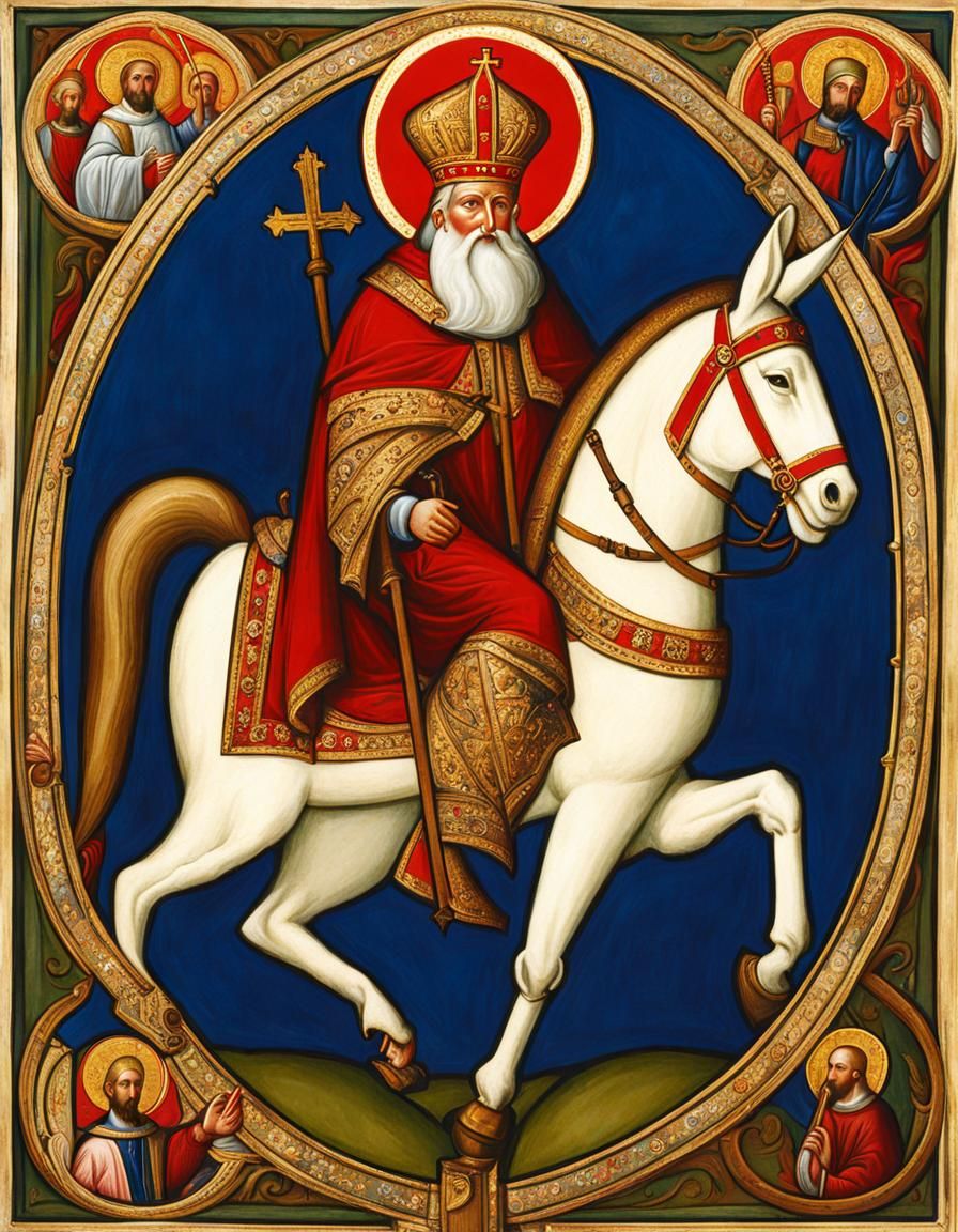 Saint Nicholas on Donkey in Iconographic Tradition