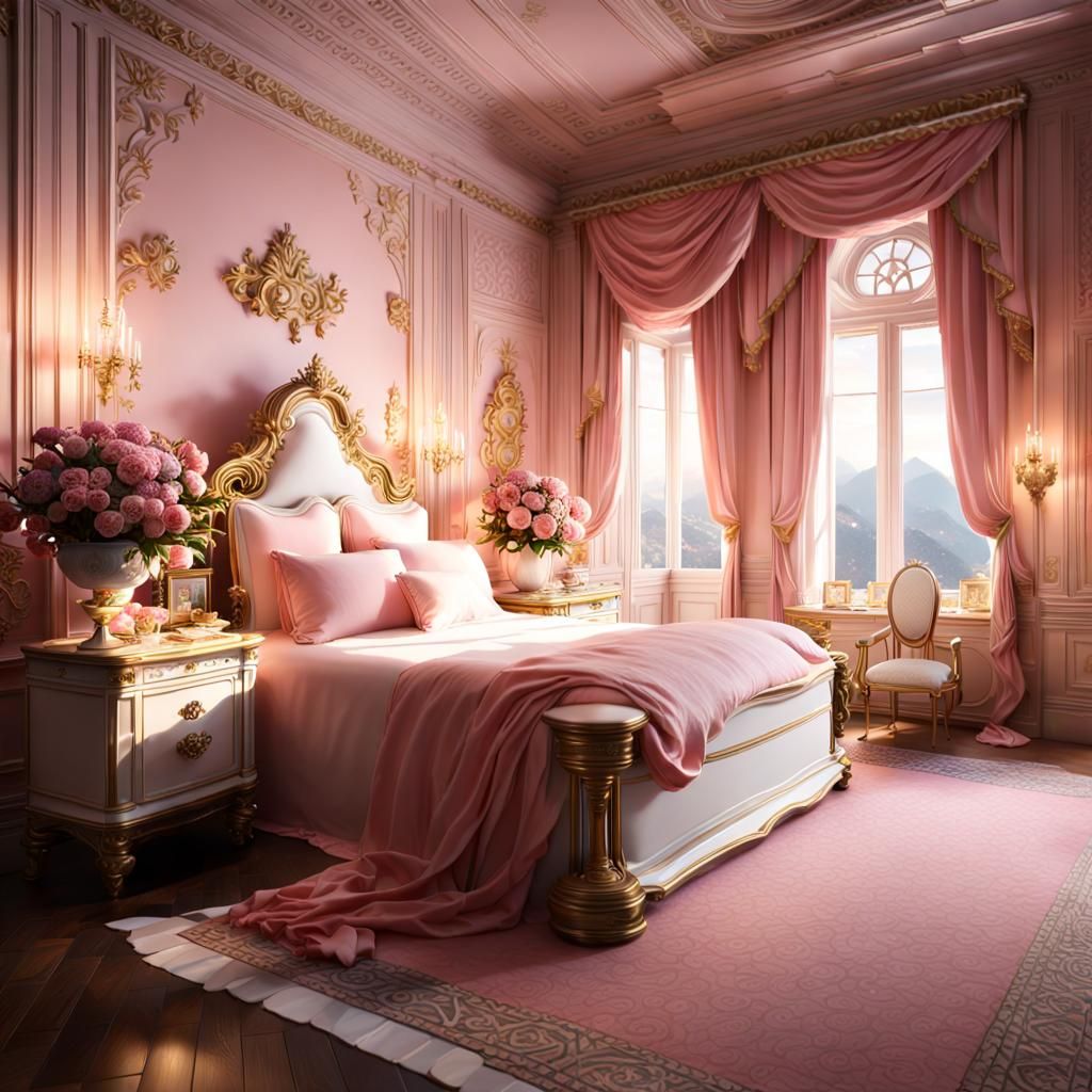 Opulent Royal Bedroom with Empire Style and Fantasy Lighting