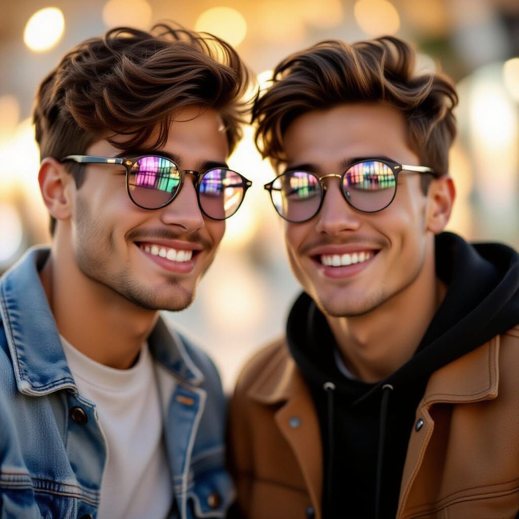 Men Playfully Use Snapchat Filter