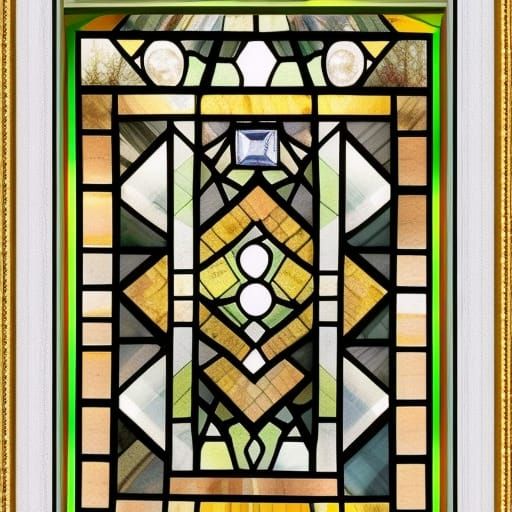Diamond Stained Glass Rocks Framed