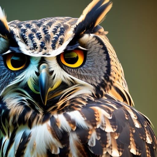 Detailed 3D Eagle Owl with Metal Beak