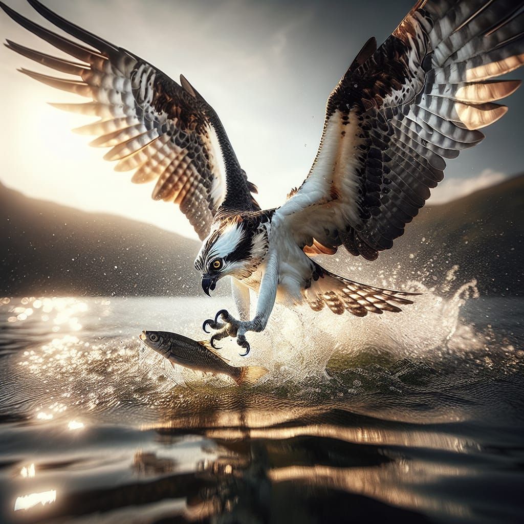 Osprey  Hunting Its Prey