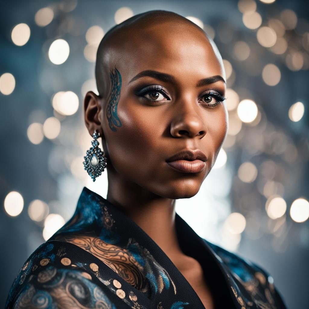 Striking Portrait of a Woman with Wolf Tattoo