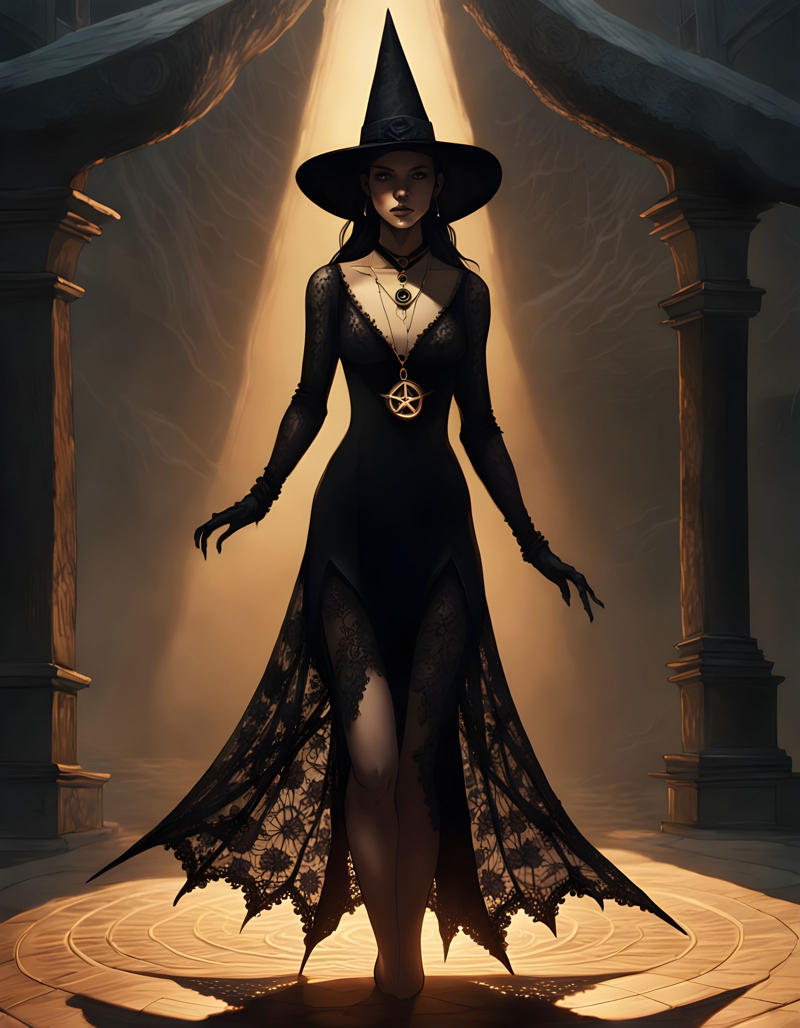 Fantasy Witch Portrait in Dark Fantasy Style