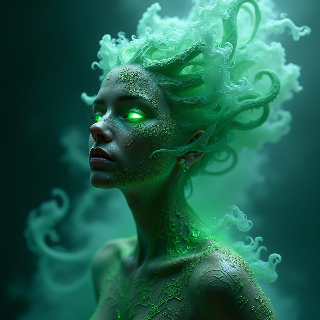 Mystical Lady with Metamorphic Body, Digital Painting