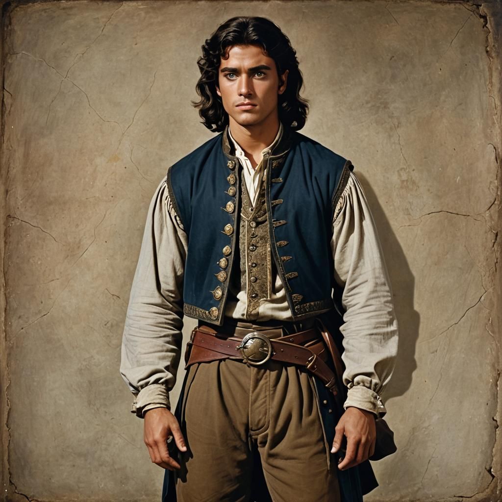 Medieval Egyptian Youth with Inquisitive Gaze, Comic Book St...