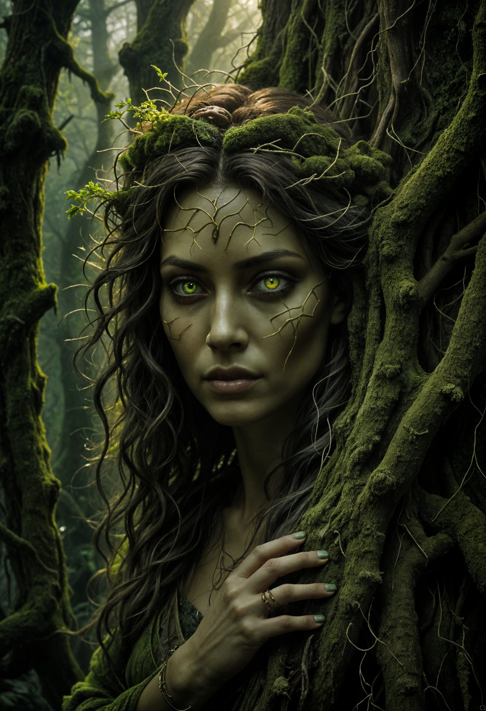 Mystical Forest Queen in Digital Art Style