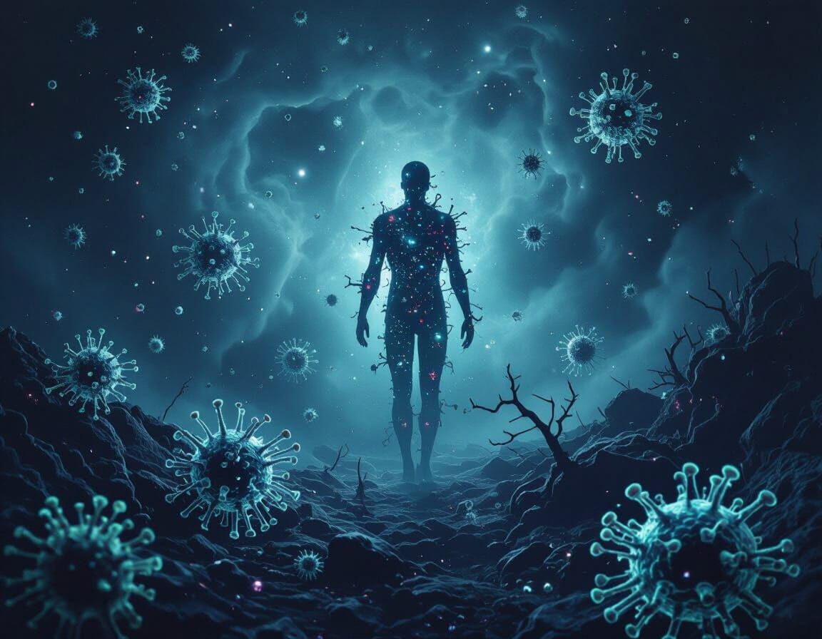 Bioluminescent Microorganisms in Cosmic Decomposition