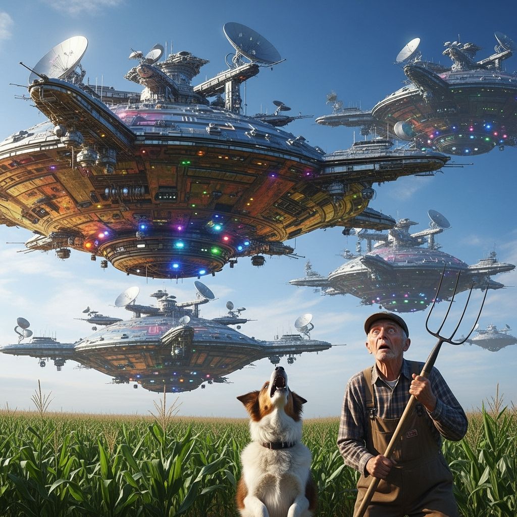 Extraterrestrial Arrival Over Rural Farmland