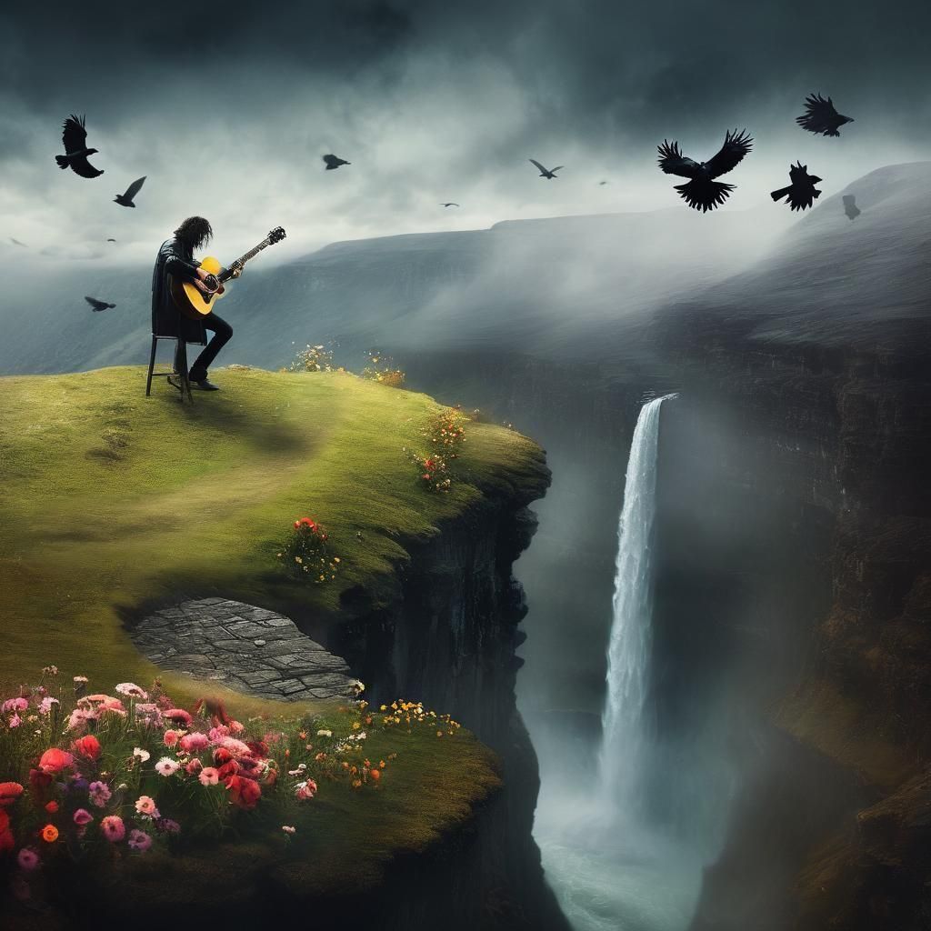 Epic Cliffside Landscape in Surreal Style