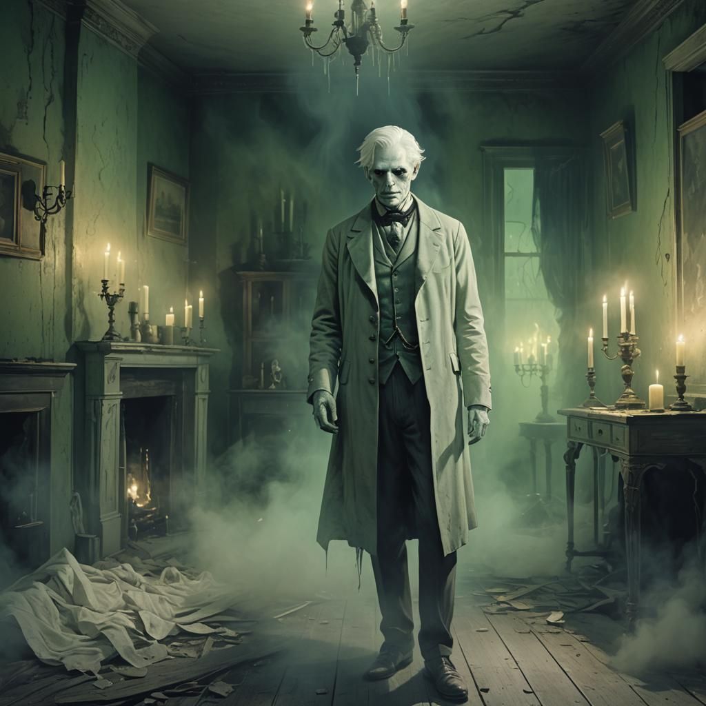 Eerie Victorian Ghost in Abandoned Room