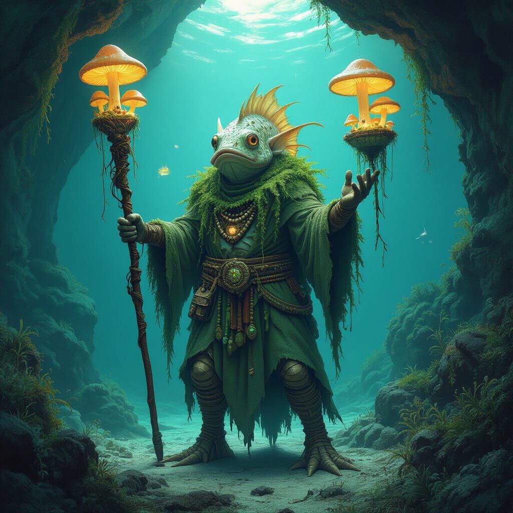 Angler Fish Druid in Underwater Cavern