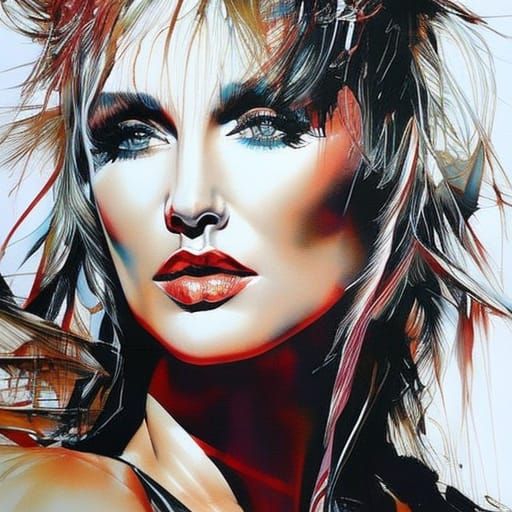 Hyperrealistic Rod Stewart Beach Portrait
