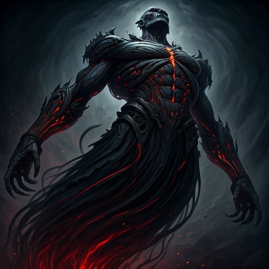 Towering Dark Genie Rises From Shadows