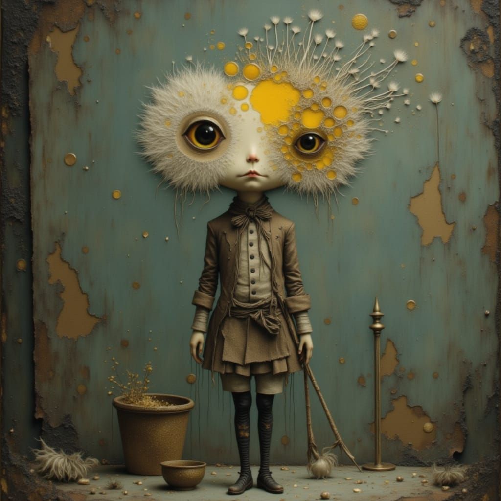 Whimsical Dandelion Chimney Sweep in Victorian Style