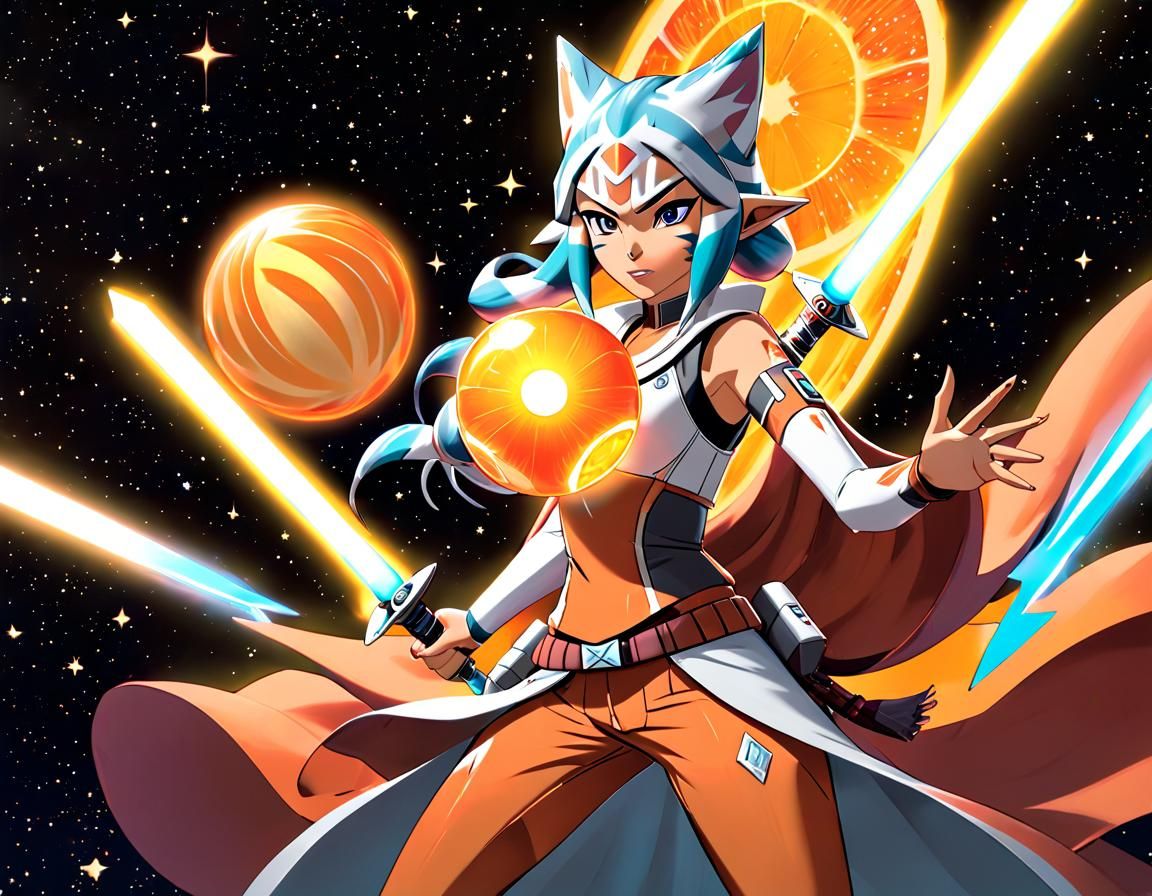 Ahsoka as Naruto: Galactic Warrior Illustration