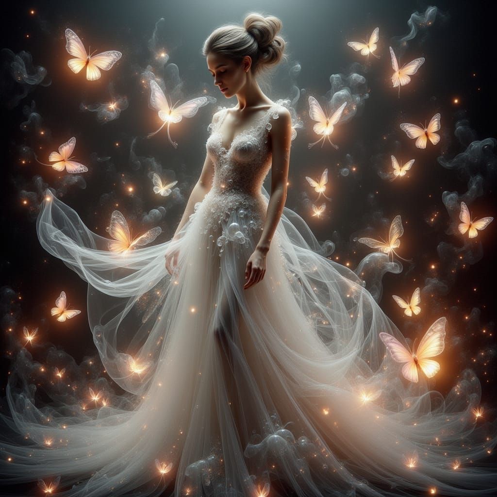 <lora:Dreamy Enchantment:1.0>  A woman in a flowing, elegant...