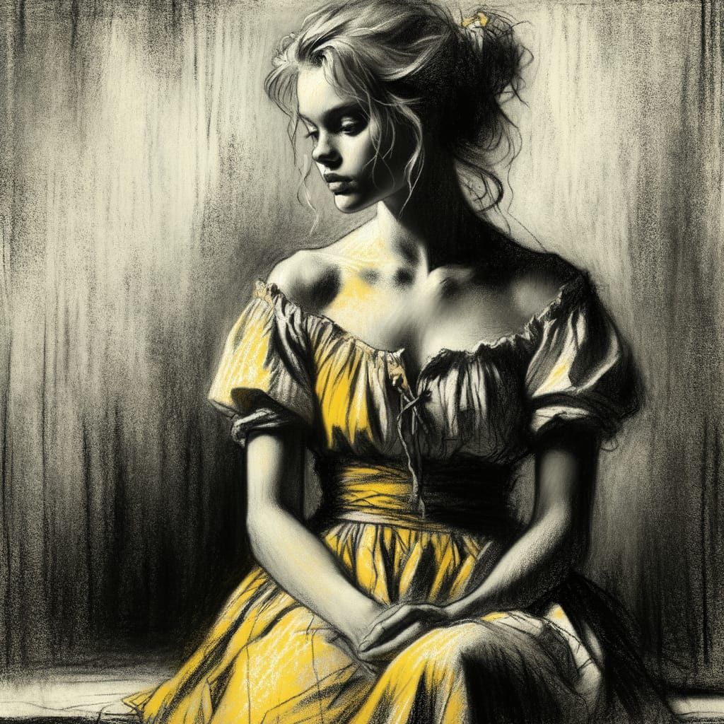 Norse Goddess in Charcoal Sketch Style