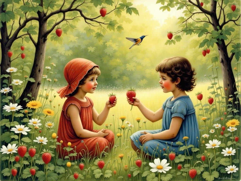 Whimsical Toddler Siblings Amidst a Vibrant Forest