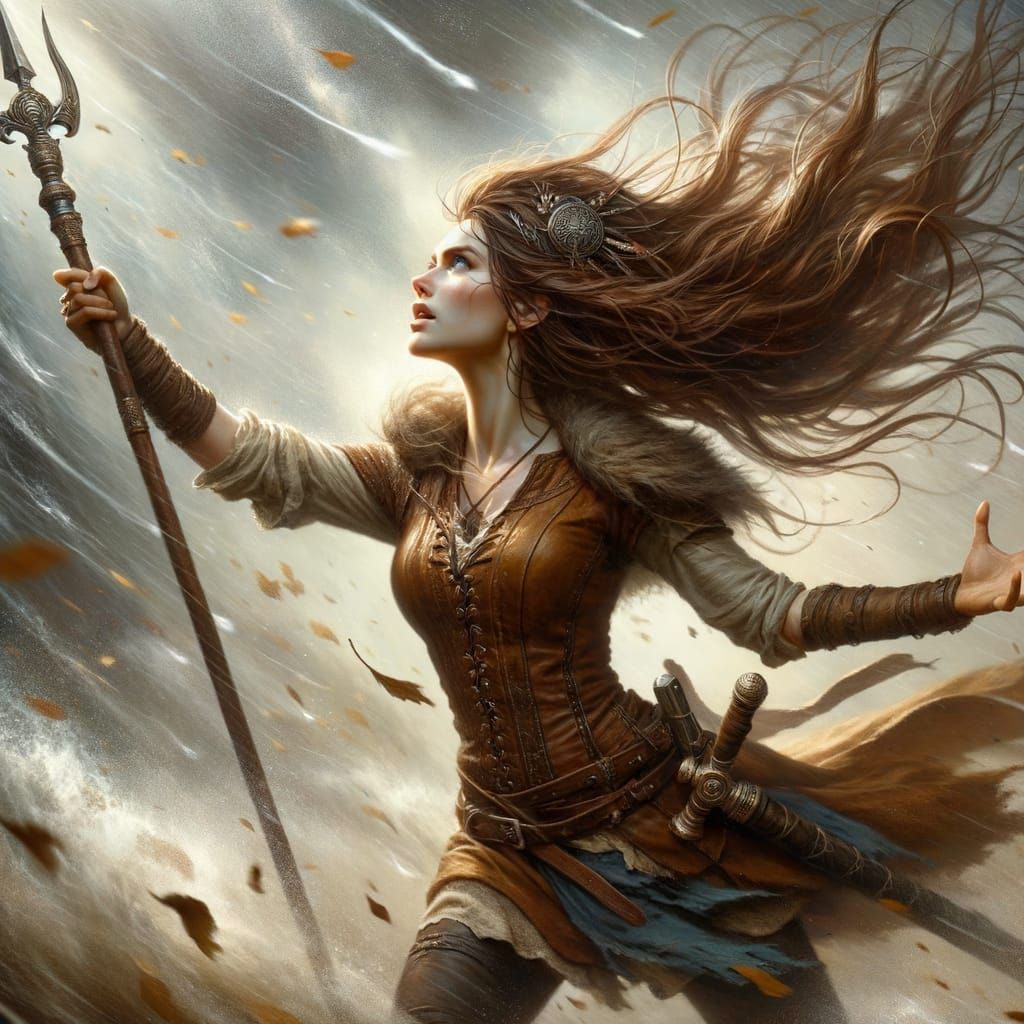 Norse Goddess Hlin Conjures Tempest in Symbolist Style