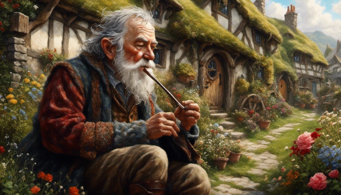 Old Gan...Hobbit...Enjoying his Pipe