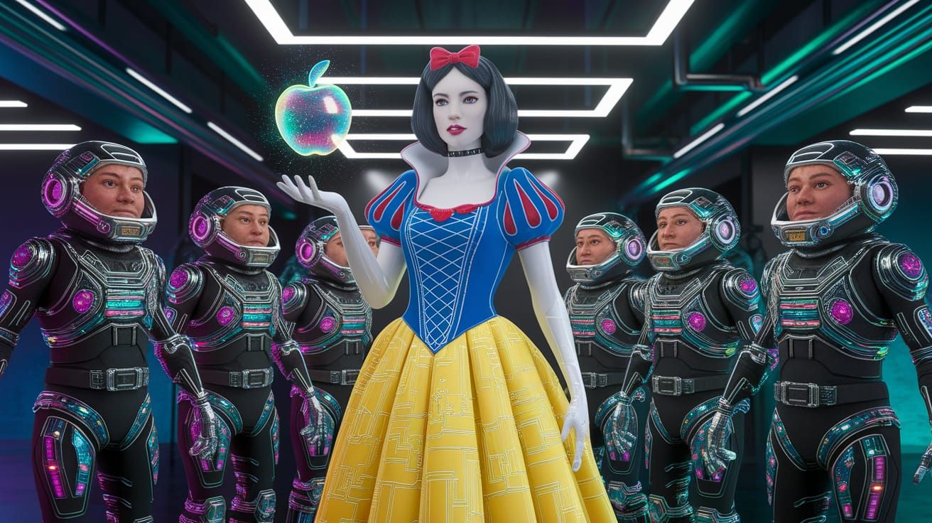 Cyberpunk Snow White with Bionic Dwarves