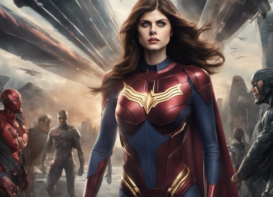 Alexandra Daddario as Futuristic Superhero: Digital Painting