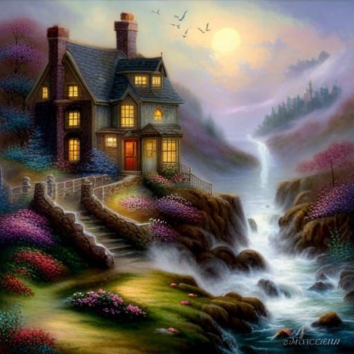 Ethereal Scarecrow in Misty Fantasy Landscape