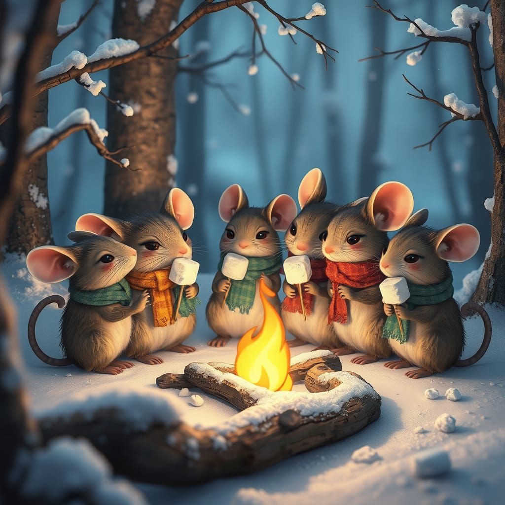 Whimsical Winter Scene in Anime Style