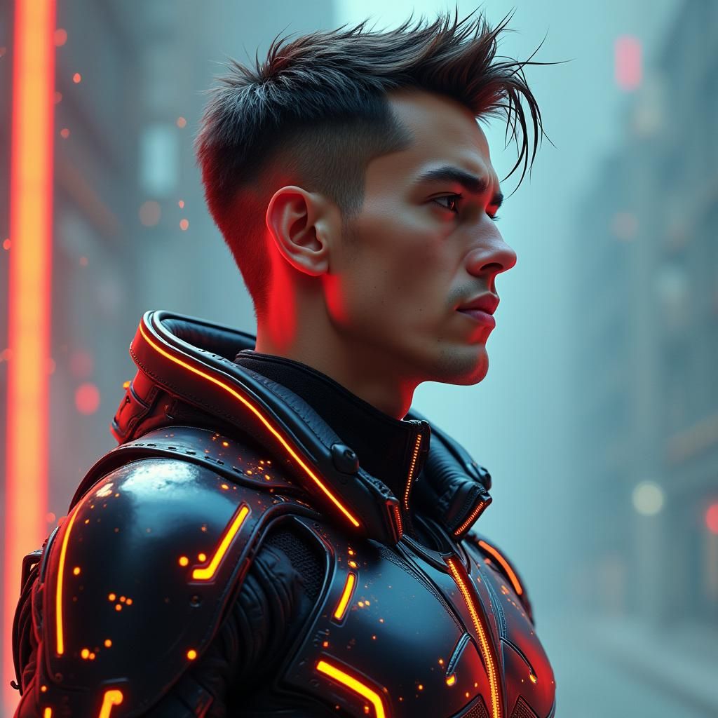 Futuristic Man Portrait in Digital Art Style