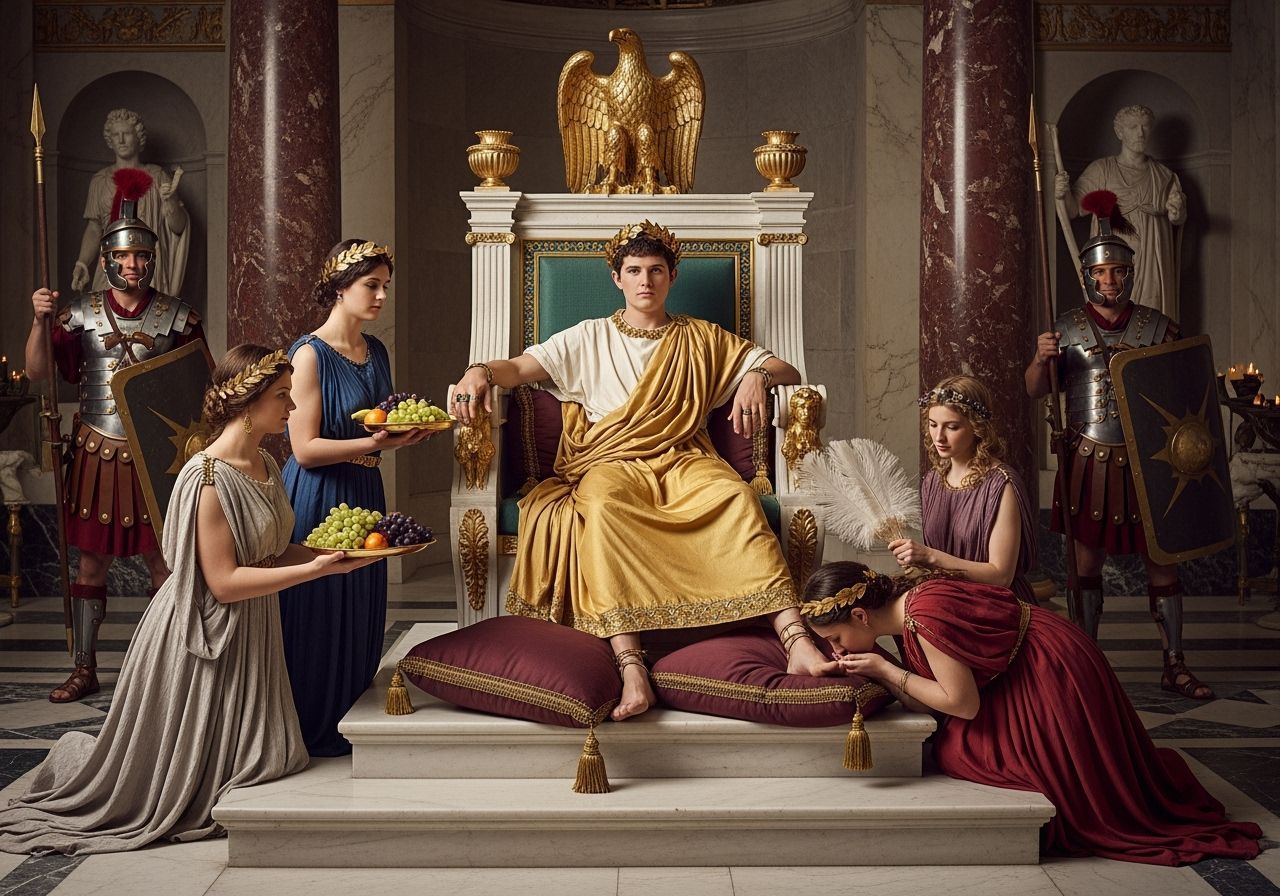 Emperor Caligula on His Throne, Baroque Style