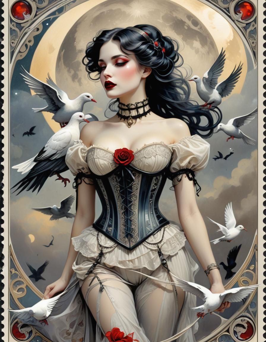 Most beautiful attractive  Gothic  woman , soft, hot summer ...