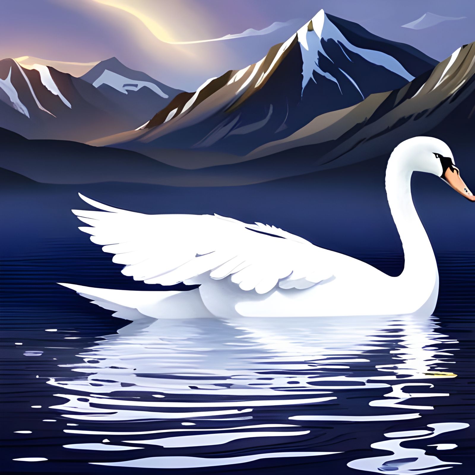 Glittering White Swan Fantasy Illustration