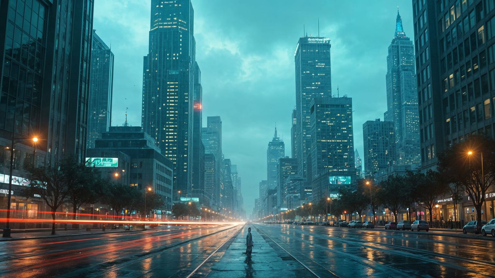 Teal-Accented Cryptocurrency City: A Digital Art Masterpiece