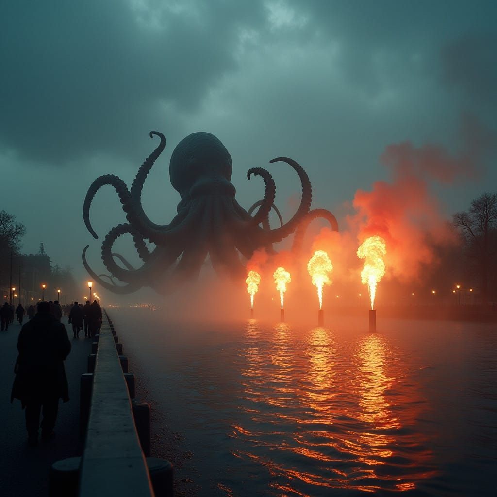 Cyberpunk Spree River Chaos in Berlin at Dusk