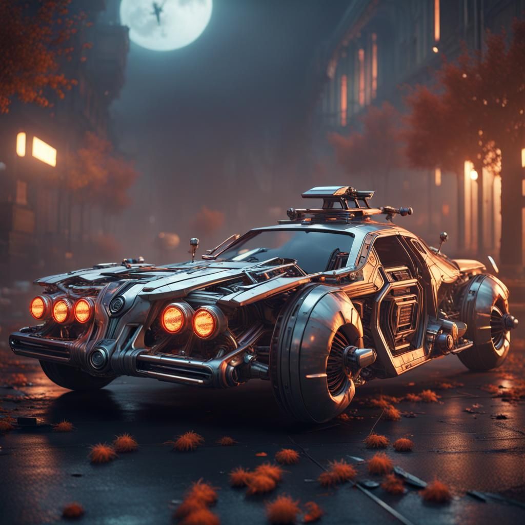 Futuristic Halloween Car with Intricate Sci-Fi Details