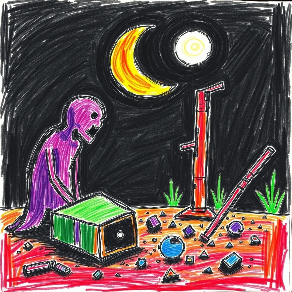 Janice, Book of Death, Possession Ritual in Crayon Style